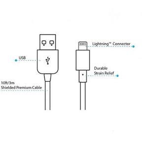 کابل تبدیل USB به لایتنینگ نزتک مدل MFi طول 3 متر Naztech To Lightning Cable 3m 