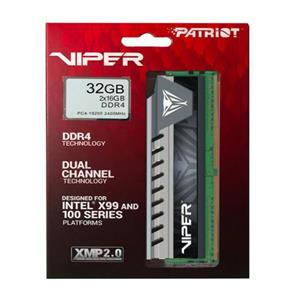 رم دسکتاپ DDR4 چهارکاناله 2400 مگاهرتز CL15 پتریوت مدل Viper Elite ظرفیت 32 گیگابایت Patriot Viper Elite DDR4 2400 CL15 Dual Channel Desktop RAM - 32GB