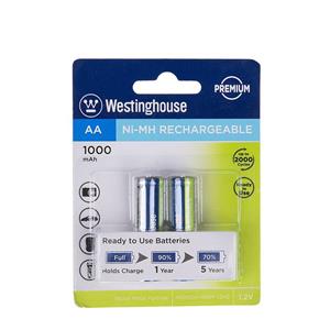 باتری قابل‌ شارژ قلمی وستینگ هاوس مدل Ni-MH Rechargeable بسته 2 عددی Westinghouse Ni-MH Rechargeable AA 1000 mAh Battery Pack of 2