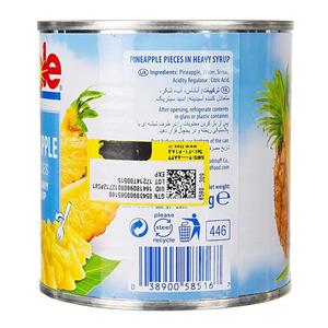 کمپوت اناناس دل 439 گرمی خرد کلیددار Dole Pinapple Slice In Heavy Syrup 439gr 