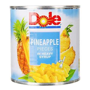 کمپوت اناناس دل 439 گرمی خرد کلیددار Dole Pinapple Slice In Heavy Syrup 439gr 