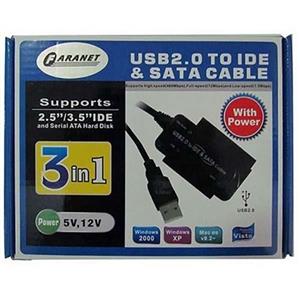آداپتور مبدل USB2.0 به IDE و SATA چراغ دار همراه پاور فرانت Faranet USB2.0 To IDE and SATA converter