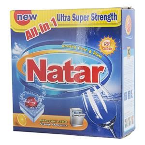 قرص ماشین ظرفشویی ناتار مدل All in One با رایحه پرتقال بسته 56 عددی Natar All in One Orange Dishwasher Tablet Pack of 56