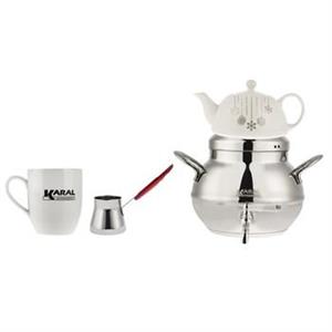 کتری و قوری استیل 5 لیتری کارال مدل شاینا قوری طرح برف Karal Shayna Snow StainlessSteel Kettle And Teapot