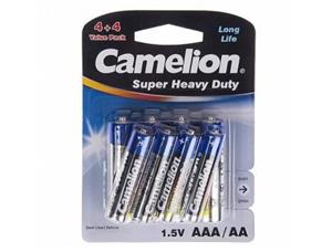 باتری قلمی و نیم قلمی کملیون مدل Super Heavy Duty بسته 8 عددی Camelion Super Heavy Duty AA And AAA Battery Pack Of 8