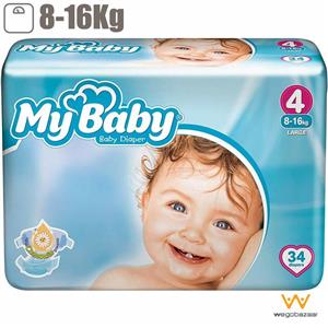 پوشک کامل بچه مای بیبی سایز 4 بزرگ 34 عددی My Baby Chamomile Size Diaper Pack of 