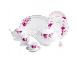 سرویس 102 پارچه چینی زرین ایران سری ایتالیا اف مدل Rose Flower درجه عالی Zarin Iran Italia F Rose Flower 102 Pieces Porcelain Dinnerware Set Top Grade