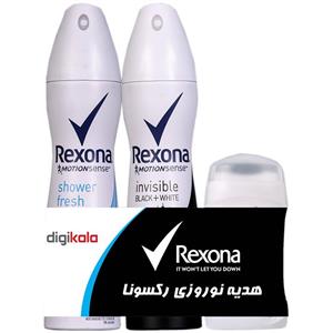 پک زنانه اسپری و استیک ضدتعریق رکسونا بسته سه عددی Rexona Spray And Stick Deodorant For Women Pack Of 3