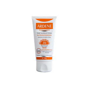 کرم ضد آفتاب رنگی SPF30  فاقد جاذب ‎‏های شیمیایی مناسب پوست ‎های معمولی و حساس 50 گرم آردن  Ardene Total Sunblock Tinted Cream No Chemical Sunscreens SPF30 50 g