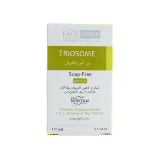 پن شوینده تریوزوم انتی ‎باکتریال فیس دوکس مناسب انواع پوست 100 گرم Facedoux Triosome Syndet Bar 100g 