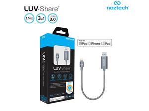 فلش مموری نزتک مدل Luv Share همراه با کابل تبدیل USB به لایتنینگ ظرفیت 128 گیگابایت Naztech Luv Share Flash Memory With Lightning Cable - 128GB