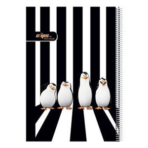 دفتر 80 برگ کلیپس طرح پنگوئن جلد شومیز Clips 80 Sheets Penguin Design Soft Cover Notebook