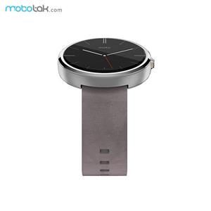 ساعت هوشمند موتورولا مدل 360 سایز بند چرمی خاکستری 46 میلی‌متر Motorola Stone Leather Band Smartwatch 