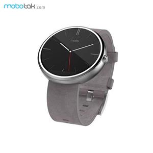 ساعت هوشمند موتورولا مدل 360 سایز بند چرمی خاکستری 46 میلی‌متر Motorola Stone Leather Band Smartwatch 