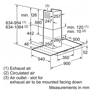 هود شومینه ای بوش مدل DWA09W450B Bosch DWA09W450B Chimney Hood