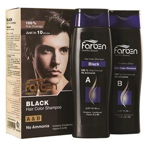 کیت شامپو رنگ فاربن مدل Black حجم 500 میلی لیتر بسته 2 عددی Hair Shampoo color For Men Farben Black Kit 500ml Pack Of 2