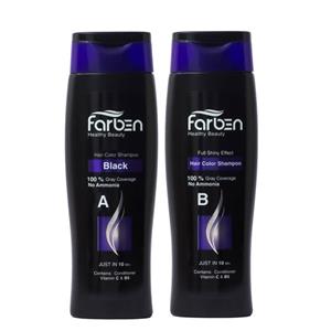 کیت شامپو رنگ فاربن مدل Black حجم 500 میلی لیتر بسته 2 عددی Hair Shampoo color For Men Farben Black Kit 500ml Pack Of 2