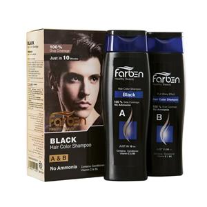 کیت شامپو رنگ فاربن مدل Black حجم 500 میلی لیتر بسته 2 عددی Hair Shampoo color For Men Farben Black Kit 500ml Pack Of 2