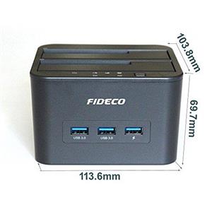 Fideco Dual Bay HDD Docking Station with USB 3.0 Hub 