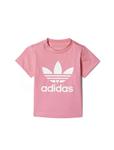 Adidas Originals تی شرت نخی یقه گرد دخترانه Trefoil