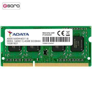 رم لپ تاپ DDR3L تک کاناله 1600 مگاهرتز CL11 ای دیتا مدل Premier ظرفیت 4 گیگابایت