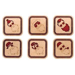 زیر لیوانی چوبی سکرو طرح پسر کد 194003 - مجموعه شش عددی Sekro 194003 Wooden Coaster Pack Of 6