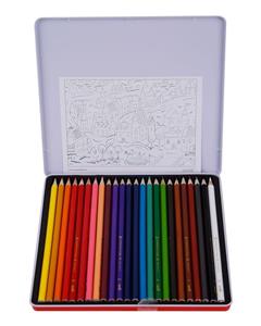 مدادرنگی 24 رنگ جعبه فلزی طرح دایناسور Dinosaur Color Pencil Pack of 12 with Metal Box