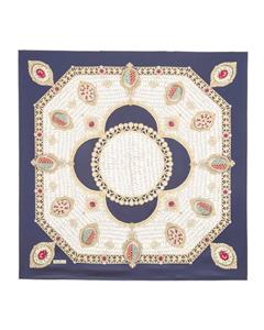 روسری ساتن زنانه سفید سرمه ای Miss smart