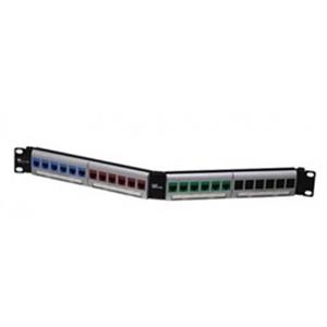 پچ پنل 24 پورت CAT6 کیستونی بدون شیلد اشنایدر مدل (DCTPP24UAKY1U) - Patch Panel 24Port Cat6A-Angled - UTP-Schneider
