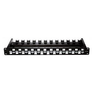 پچ پنل بدون شیلد 24 پورت دی لینک مدل NPP-6A1BLK241 D-Link NPP-6A1BLK241 Cat6A UTP Keystone 24 Port Patch Panel