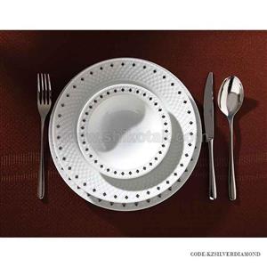 ظروف غذاخوری 6 نفره چینی زرین طرح سیلور دایموند Zarin Iran Porcelain Inds Radiance Silver Diamond 28 Pieces Porcelain Dinnerware Set Top Grade