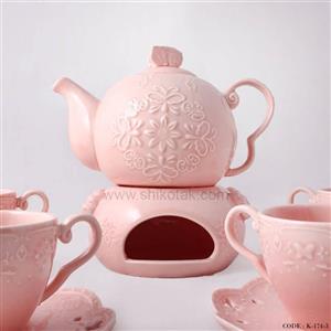 ست چای خوری 4 نفره طرح دار انگلیش هوم صورتی