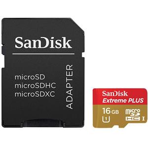 کارت حافظه MicroSDHC سن دیسک مدل Extreme Plus کلاس 10 استاندارد UHS-I U1 سرعت 80MBps 533X همراه با آداپتور SD ظرفیت 16 گیگابایت Sandisk Extreme Plus UHS-I U1 Class 10 80MBps 533X microSDHC With Adapter - 16GB