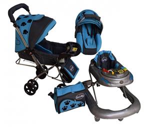 سرویس 4 تکه کالسکه نوزاد شادی-Shadi مدل ببتو آبی فیروزه ای طوسی