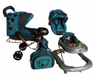 سرویس 4 تکه کالسکه نوزاد شادی-Shadi آبی فیروزه ای طوسی