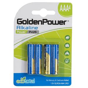 باتری نیم قلمی گلدن پاور مدل Power P Plus US بسته 4 عددی Golden Power Power P Plus US AAA Battery Pack Of 4