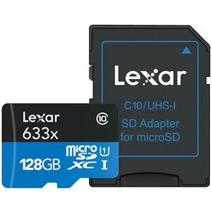 کارت حافظه‌ microSDXC لکسار مدل High-Performance کلاس 10 استاندارد UHS-I U1 سرعت 95MBps 633X همراه با آداپتور SD ظرفیت 128 گیگابایت Lexar Class With Adapter 128GB 