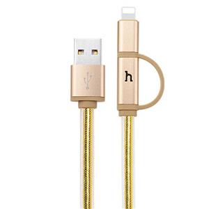 کابل تبدیل USB به microUSB و لایتنینگ هوکو مدل UPL12 طول 1.2 متر