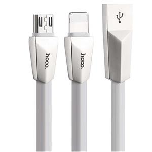 کابل تبدیل USB به microUSB و لایتنینگ هوکو مدل X4 طول 1 متر Hoco X4 USB To microUSB And Lightning Cable 1m