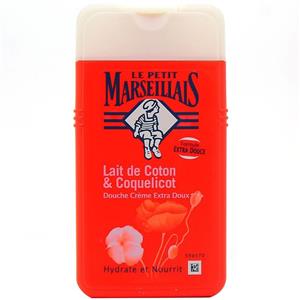 شامپو بدن ال پی مدل Lait de Coton and Coquelicot حجم 250 میلی لیتر شاورژل کرمی حاوی عصاره شیره کتان خشخاش لو پوتی مارسی 