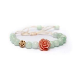 دستبند گل و سنگ آمازونیت سبز 