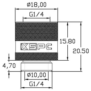 فیتینگ قابل چرخش ایکس اس پی سی مدل جی 1 4 اینچ XSPC G1 4″ Male to Female Rotary Fitting Black Chrome 