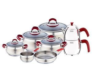 سرویس قابلمه استیل 12 پارچه ناسا مدل NS 6050 Nasa Steel Cookware Set Pieces 