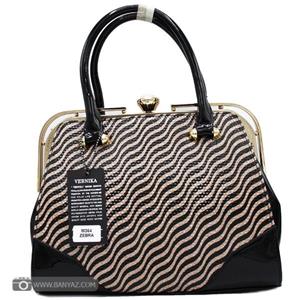 کیف دستی طرح راه راه چرم زنانه ورنیکا مدل MM364 vernika MM364 Leather Hand Bag Stripe Design For Women