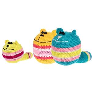 مجموعه 3 عددی عروسک بافتنی داتیس مدل میو آبی و زرد و فسفری Datis Mio Blue and Yellow and Phosphoric Crochet Toys Set 3 Pcs