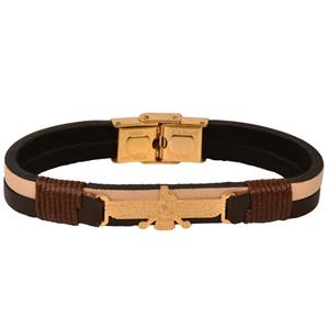 دستبند چرمی کهن چرم طرح فروهر مدل BR35 Kohan Charm Farvahar BR35 Leather Bracelet