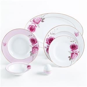 سرویس غذاخوری 28 پارچه چینی زرین ایران سری ایتالیا اف مدل Rose Flower 2 درجه عالی Zarin Iran Italia F Rose Flower 2 28 Pieces Dinnerware Set High Grade