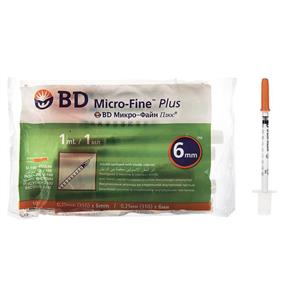 سرنگ انسولین بی دی مدل Micro-Fine بسته 10 عددی حجم 1 میلی‌لیتر BD Micro-Fine Insulin Syringe 1 ml