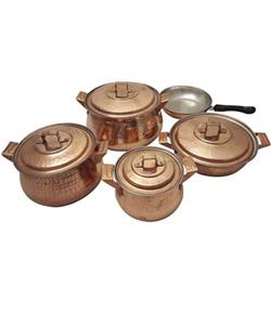 سرویس قابلمه راسته 9 پارچه مسی زنجان Zanjan Copper Cookware Set 9Pieces