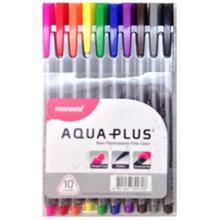 روان نویس Monami آکواپلاس در 10 رنگ Monami Aqua Plus Non-Permanent Fineliner 10 Colors Pen